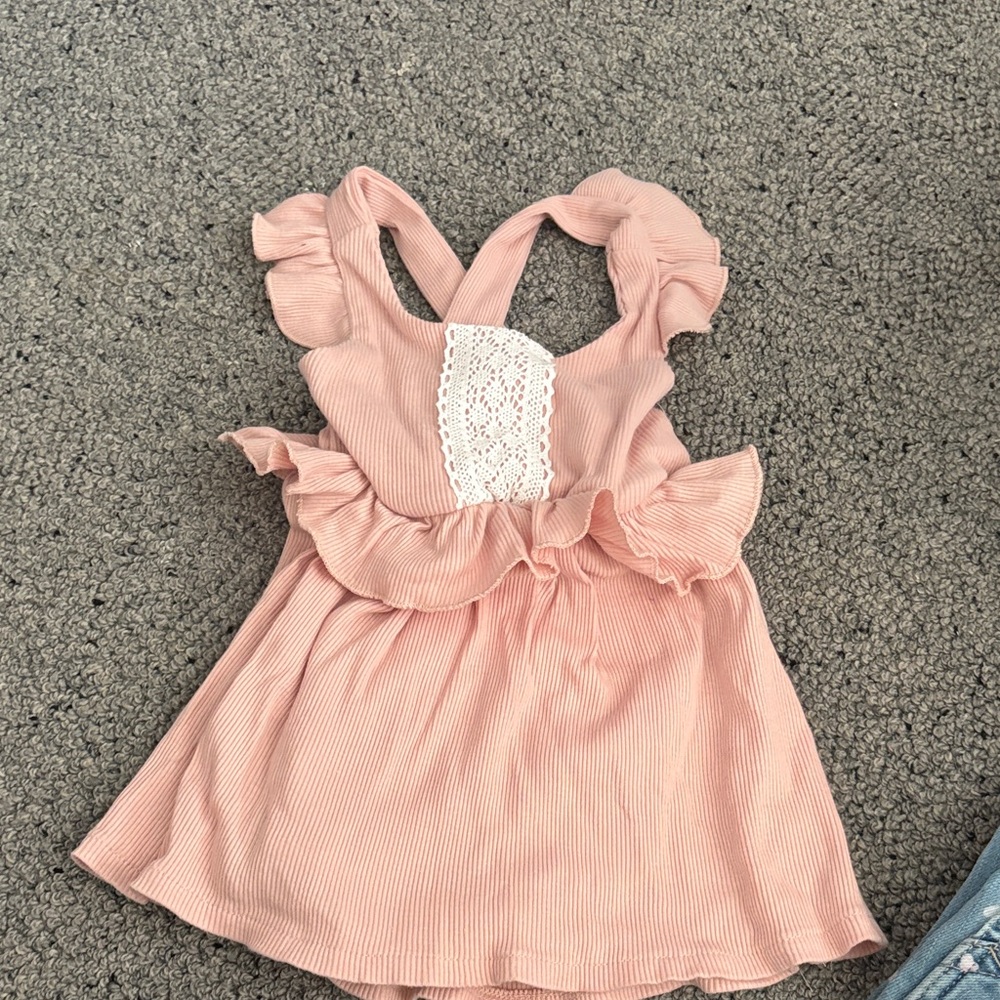 Rachel Zoe Blush Pink Ruffle Lace-Front Sundress